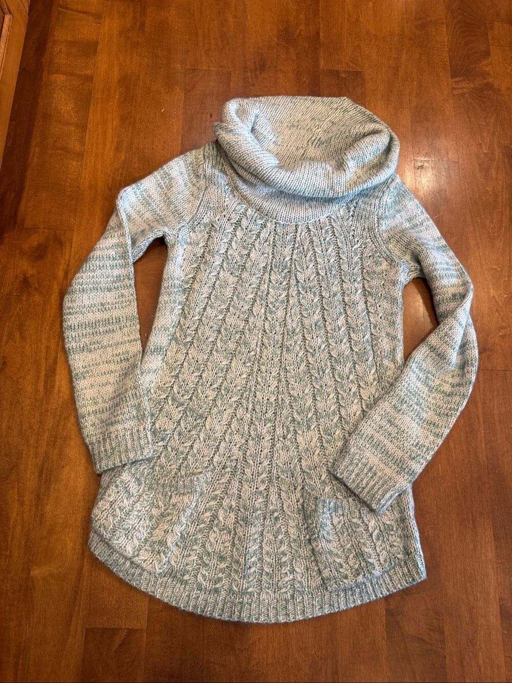 Anthropologie Guinevere Women’s S Cable Knit Cowl Neck Tunic Sweater Wool Mohair